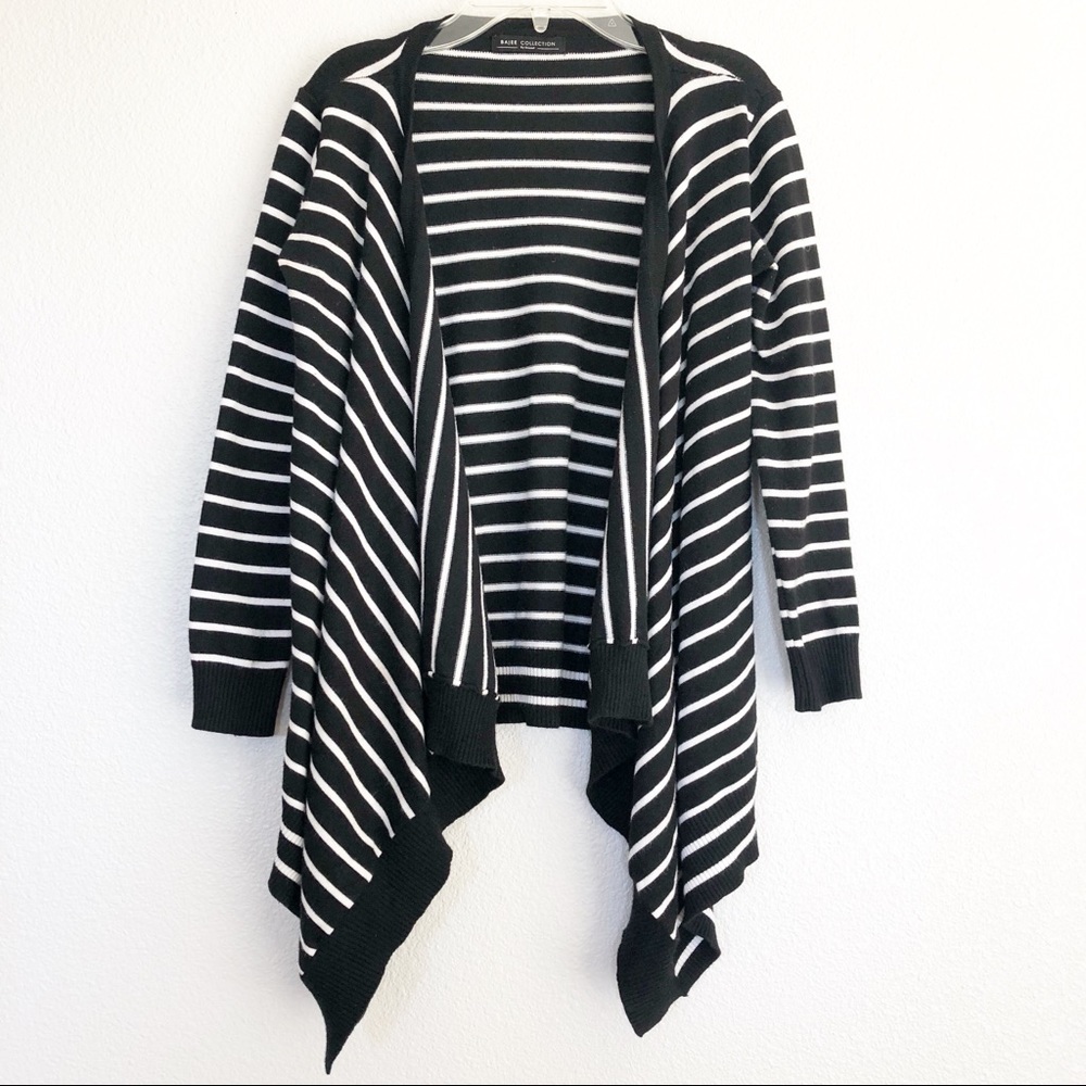 Bajee Collection Black & White Striped Cardigan M